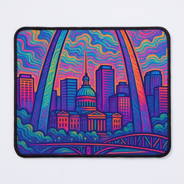 Item preview, Psychedelic St. Louis Poster | Trippy Arch Art | Vibrant Missouri Cityscape | Retro Urban Wall Decor | Colorful St. Louis Skyline designed and sold by PaintedPixels01.