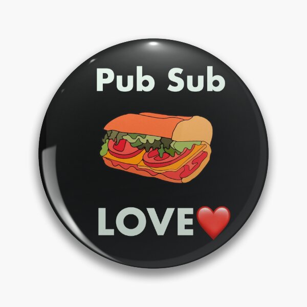 Artikelvorschau, Pub Sub LOVE, Publix Sub Love Weißer Text schwarzer Hintergrund entworfen und verkauft von OneCatShop.