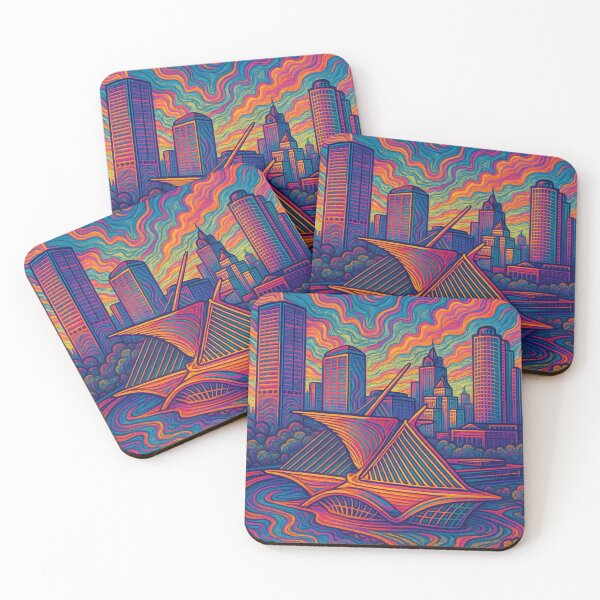 Item preview, Trippy Milwaukee Skyline | Psychedelic City Art | Vibrant Urban Poster | Retro Milwaukee Wall Decor | Colorful Wisconsin Vibes designed and sold by PaintedPixels01.
