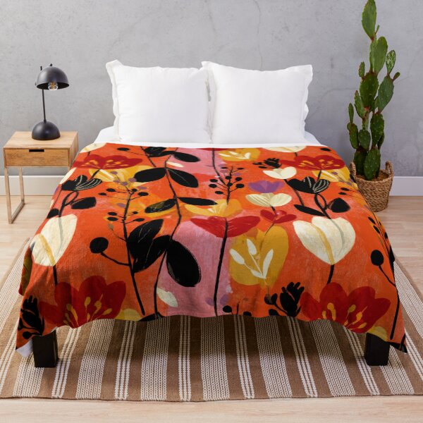 Item preview, Bold Red and Orange Florals on Vibrant Background (Seamless Pattern) designed and sold by dawnleblanc55.