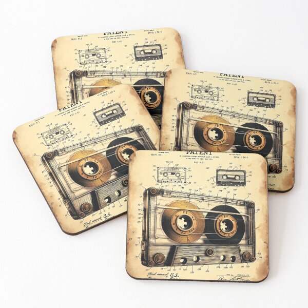 Item preview, Vintage Cassette Patent Blueprint | Distressed Music Vintage Art designed and sold by WHITE FLAME PRINTS.