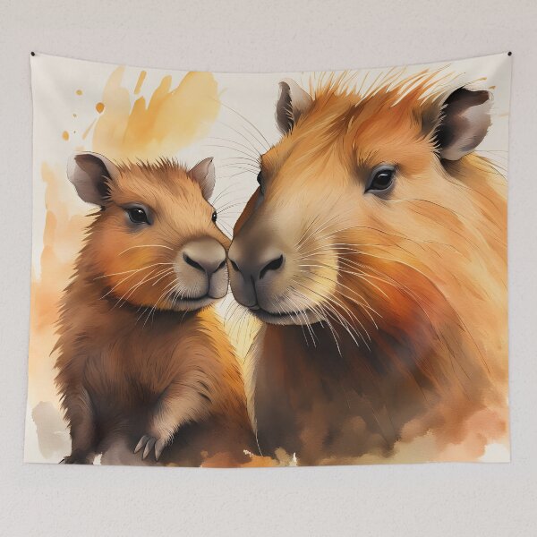 Item preview, Baby and Mama Capybaras designed and sold by Glimmersmith.