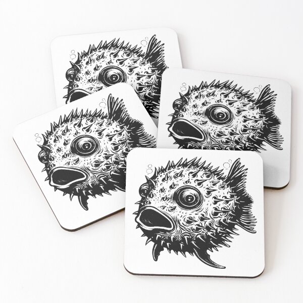 Item preview, Pufferfish Illustration – Bold Black and White Blowfish Art designed and sold by inkoutninja.