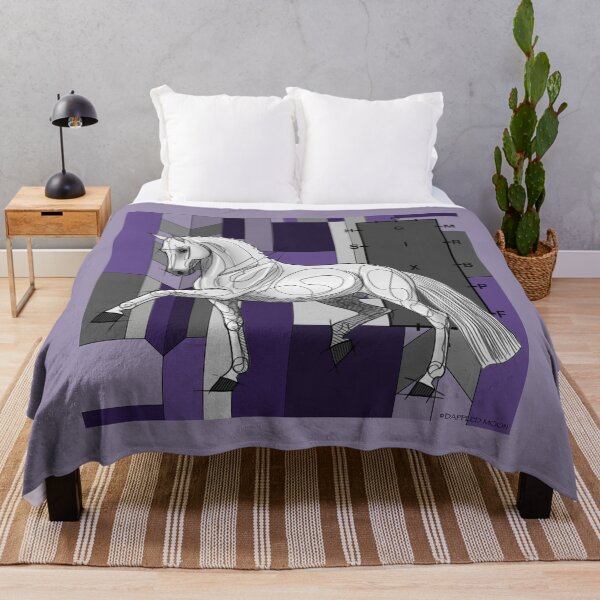 Item preview, Grey Dressage Horse on Purple Geometric Background designed and sold by DappledMoon.