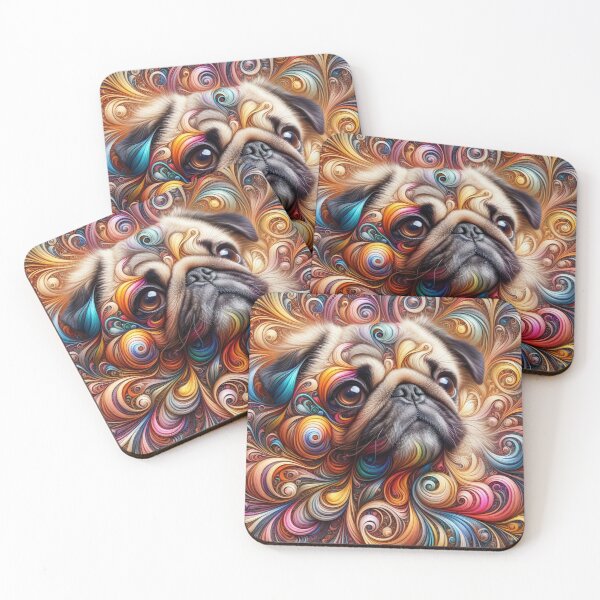 Item preview, Multicolored Pug Dog Fractal designed and sold by Wags & Tails.