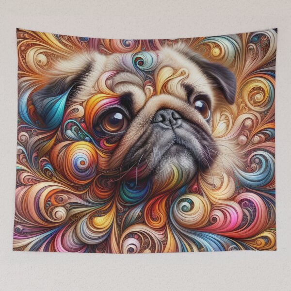 Item preview, Multicolored Pug Dog Fractal designed and sold by Wags & Tails.