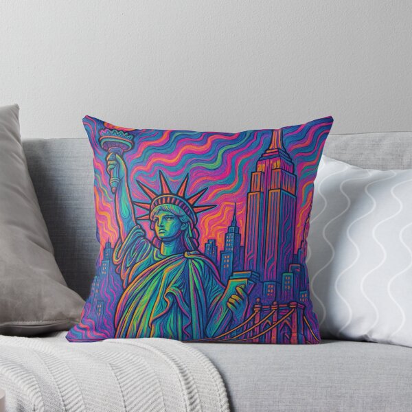 Item preview, Nueva York vibrante y psicodélica | Horizonte urbano alucinante | Luces nocturnas coloridas de Nueva York | Arte callejero pop retro | Paisaje urbano de ensueño designed and sold by PaintedPixels01.