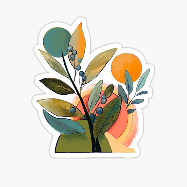 Abstract Botanical Leaf & Berry Aart Sticker