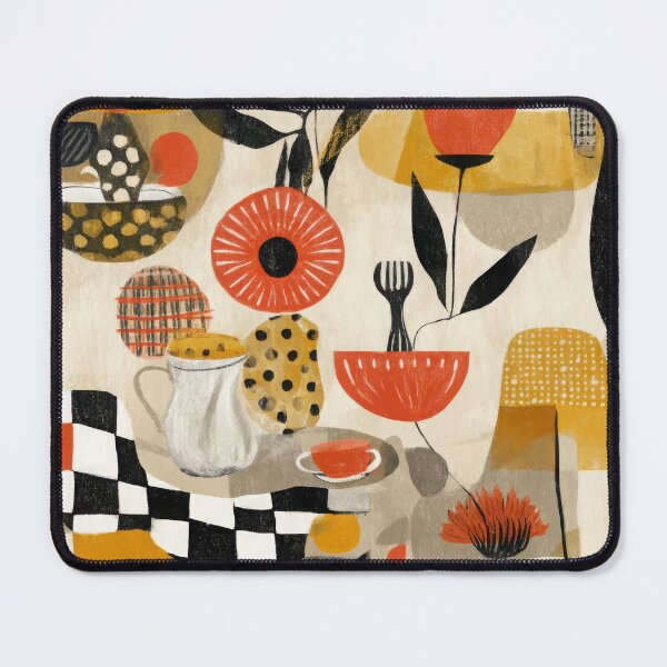 Item preview, Quirky Tableware with Checker Accents and Bold Florals (Seamless Pattern) designed and sold by dawnleblanc55.