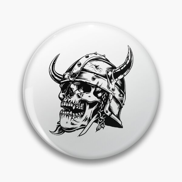 Item preview, Viking Skull Helmet – Black and White Norse Warrior Skull Art designed and sold by inkoutninja.