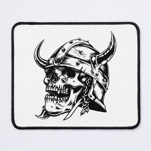 Item preview, Viking Skull Helmet – Black and White Norse Warrior Skull Art designed and sold by inkoutninja.