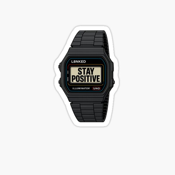 Item preview, L8NKED Retro stay positive digital watch  designed and sold by L8nked.