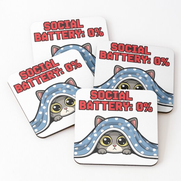 Item preview, Social Battery Zero Hiding Gray Cat designed and sold by Jill Nightingale.