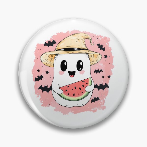 Item preview, Summerween Cute Ghost with Watermelon  designed and sold by ColorFlowArt.