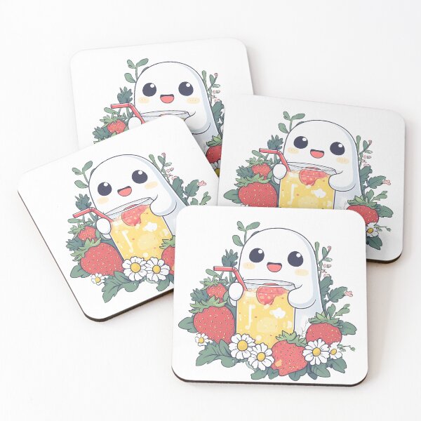 Item preview, Summerween Cute Ghost with Strawberries designed and sold by ColorFlowArt.