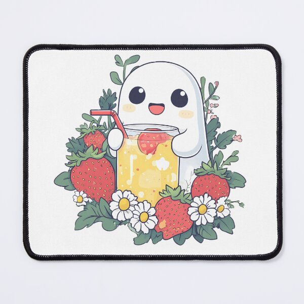 Item preview, Summerween Cute Ghost with Strawberries designed and sold by ColorFlowArt.