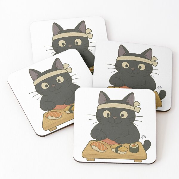 Item preview, Black Cat Making Sushi - Sushi Cat Japanese Kawaii Ramen Neko designed and sold by Kabuji Store.