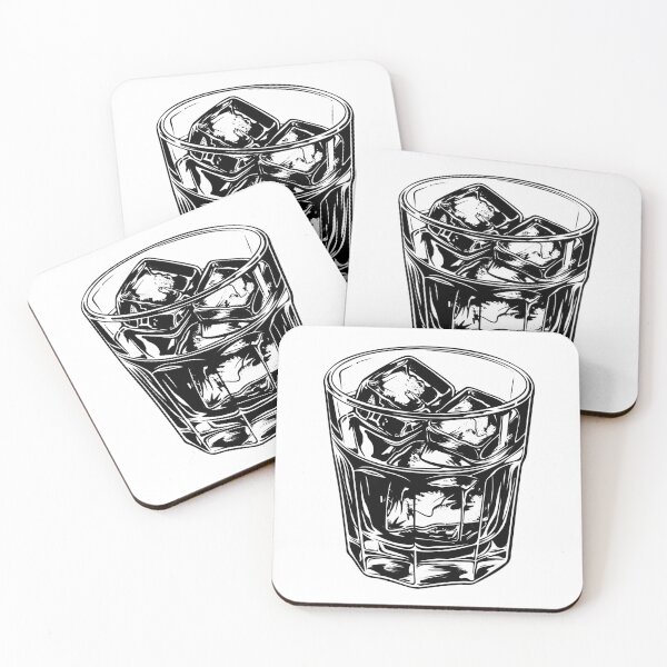 Item preview, Whiskey Glass with Ice – Bold Black and White Barware Art designed and sold by inkoutninja.