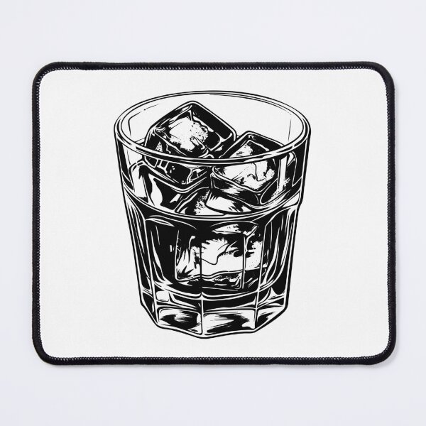 Item preview, Whiskey Glass with Ice – Bold Black and White Barware Art designed and sold by inkoutninja.