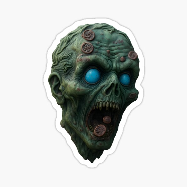 Item preview, Terrifying Blue-Eyed Zombie Head Halloween Art designed and sold by Basport.