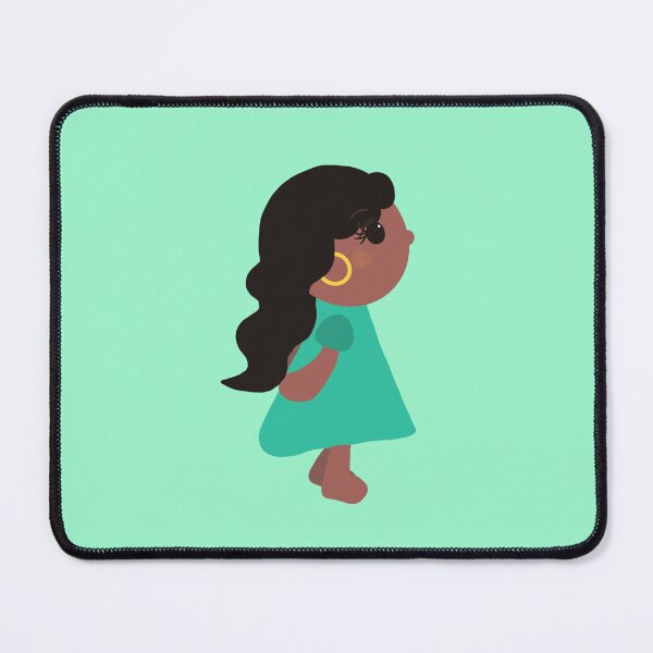 Item preview, Curly Girl in Green Dress – Cute Cartoon Style designed and sold by aisti-deco.