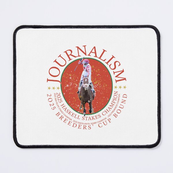 Item preview, Journalism wins the Haskell Stakes horse racing design designed and sold by Ginny Luttrell.