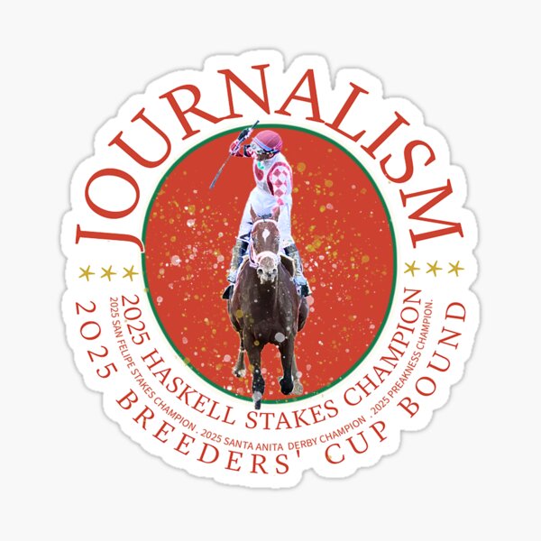 Item preview, Journalism wins the Haskell Stakes horse racing design designed and sold by Ginny Luttrell.