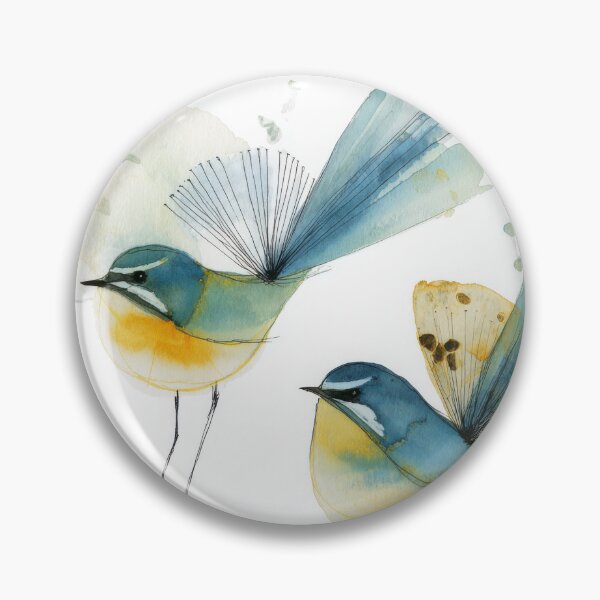 Item preview, Elegant Pen and Ink Illustration of Two New Zealand Fantail Birds with Watercolor Detail designed and sold by dawnleblanc55.