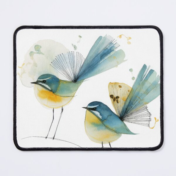 Item preview, Elegant Pen and Ink Illustration of Two New Zealand Fantail Birds with Watercolor Detail designed and sold by dawnleblanc55.