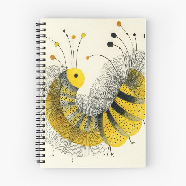Item preview, Quirky Pen and Ink Illustration of a Yellow and Black Wooly Caterpillar with Abstract Modern Design designed and sold by dawnleblanc55.
