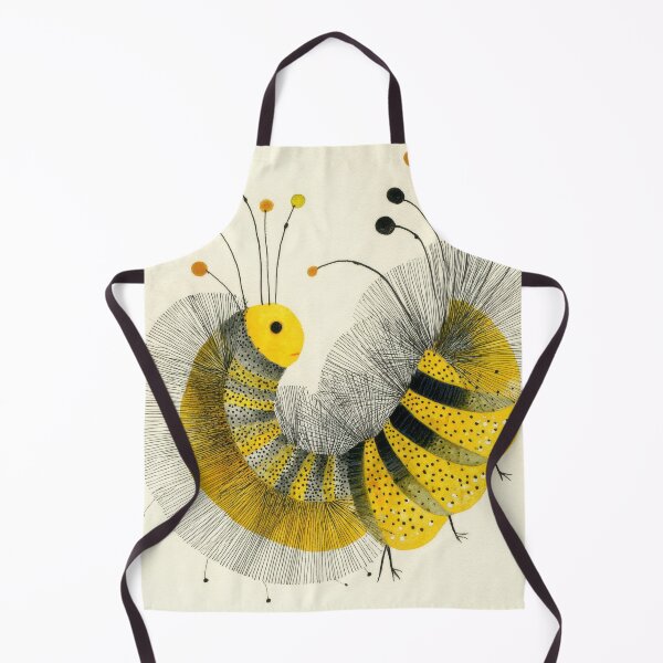 Item preview, Quirky Pen and Ink Illustration of a Yellow and Black Wooly Caterpillar with Abstract Modern Design designed and sold by dawnleblanc55.