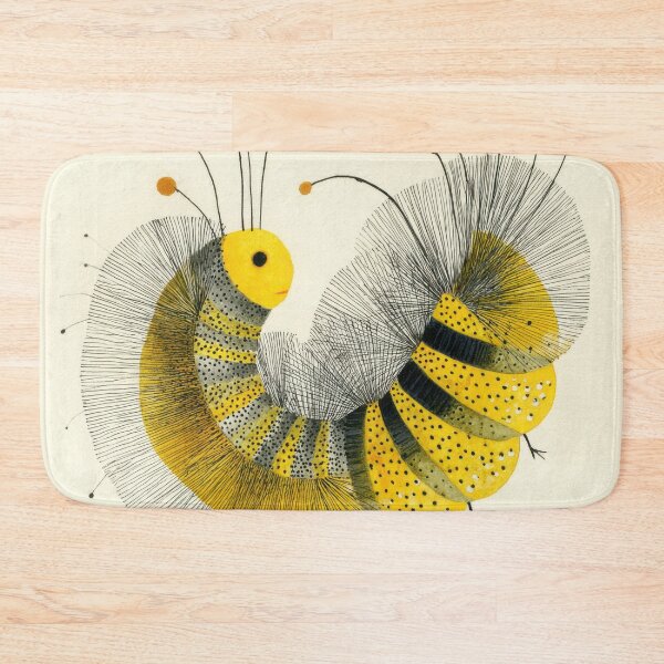 Item preview, Quirky Pen and Ink Illustration of a Yellow and Black Wooly Caterpillar with Abstract Modern Design designed and sold by dawnleblanc55.