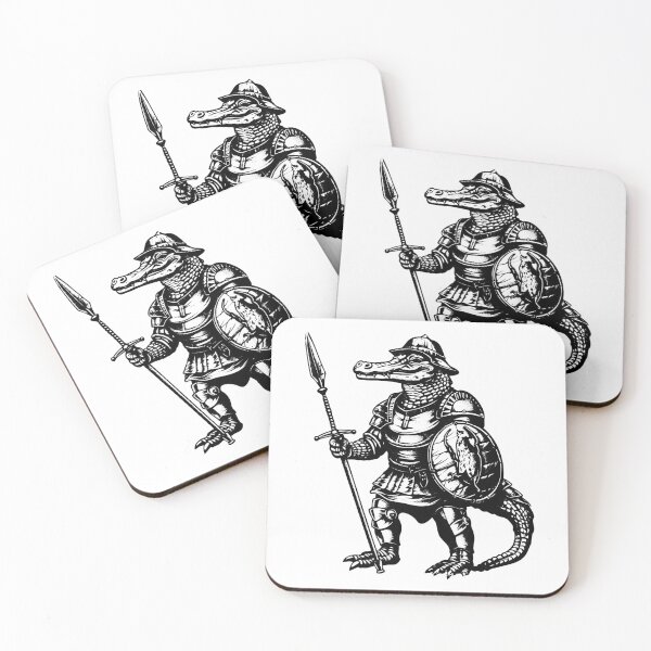 Item preview, Crocodile Warrior – Fantasy Medieval Reptile Fighter Illustration designed and sold by inkoutninja.