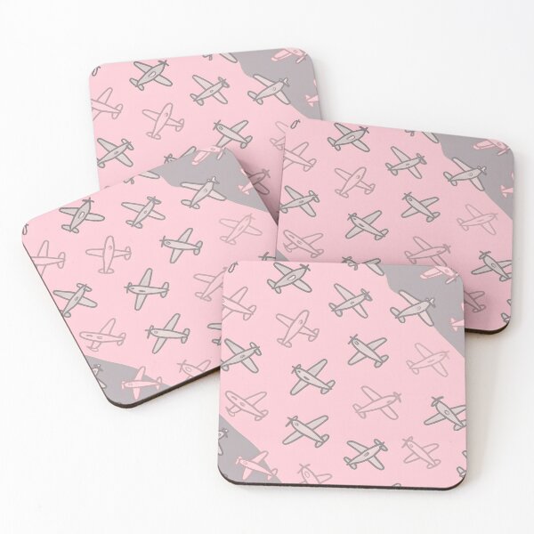 Item preview, Vintage Airplane Pattern in Pink and Grey designed and sold by SassyArtistry.