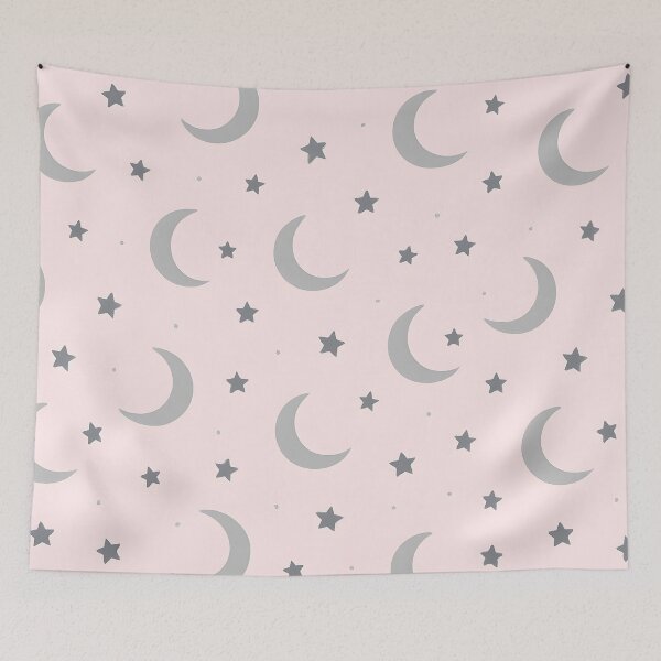 Item preview, Crescent Moon and Star Pattern in Soft Pink designed and sold by SassyArtistry.