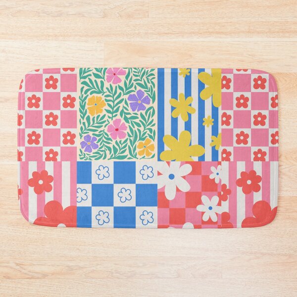Item preview, Retro Floral Checkerboard Pattern – Colorful Vintage Flower Design designed and sold by lunacustomsph.