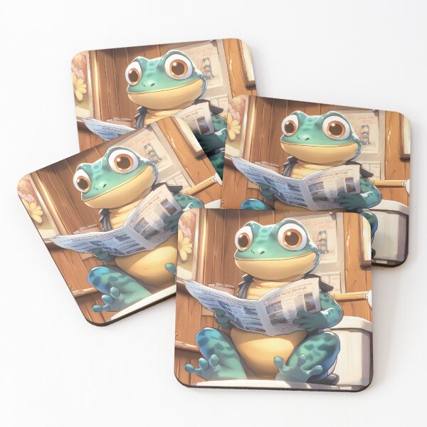 Item preview, Green Gecko Reads Morning Newspaper Rustic Wood Bathroom designed and sold by juniorcastros.