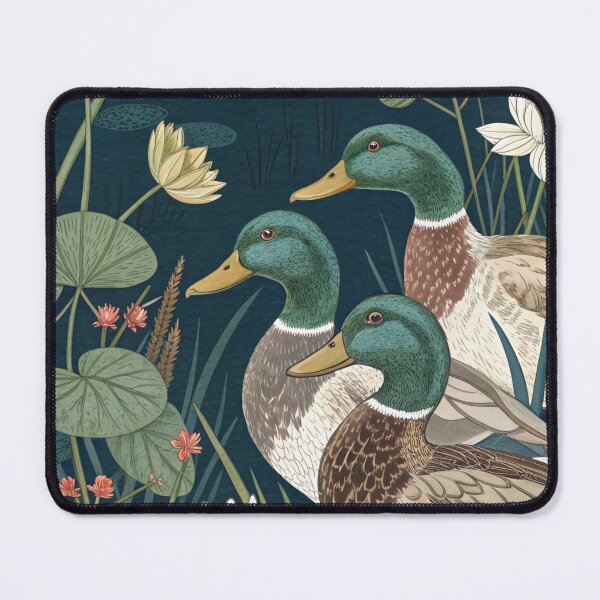 Item preview, Mallards in the Water Lily Pond - Vintage Botanical Duck Art designed and sold by amanmana.