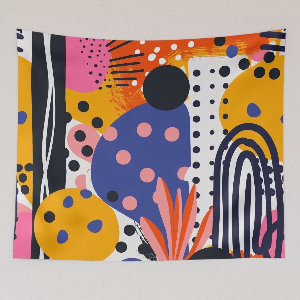 Item preview, Bold Retro Abstract Pattern with Polka Dots and Shapes designed and sold by PaintbrushPlace.