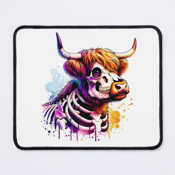 Item preview, Watercolor Skeleton Scottish Highland Cow designed and sold by TheAnimalZ00.