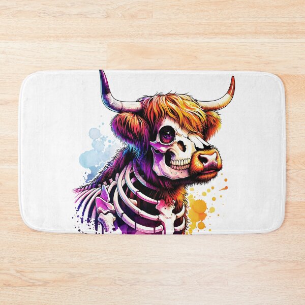 Item preview, Watercolor Skeleton Scottish Highland Cow  designed and sold by TheAnimalZ00.
