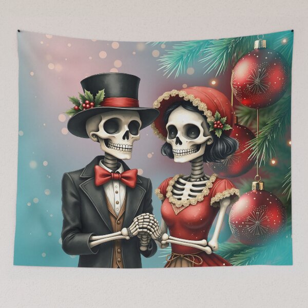 Item preview, Christmas Bone Romance, A festive skeleton couple. designed and sold by nicky2342.