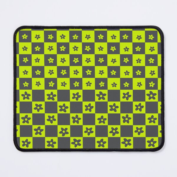 Item preview, Abstract Floral Checker Pattern 24 in Grey and Vibrant Green designed and sold by nineFlorals.