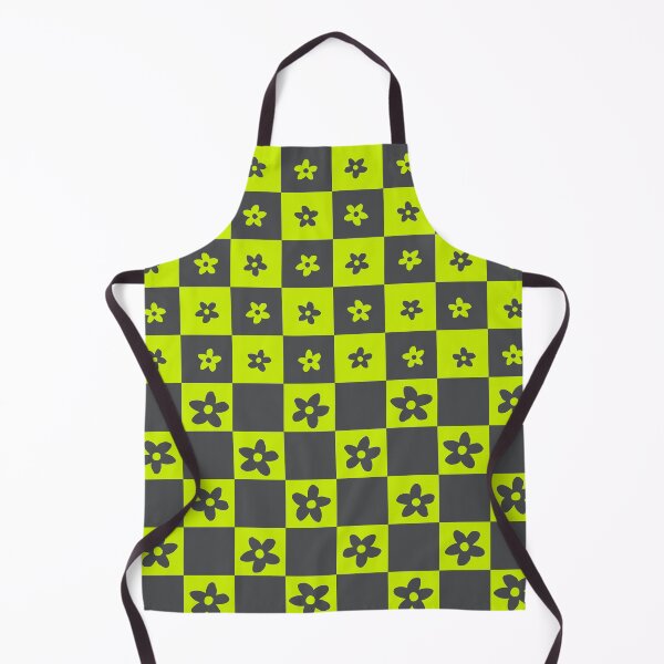 Item preview, Abstract Floral Checker Pattern 24 in Grey and Vibrant Green designed and sold by nineFlorals.