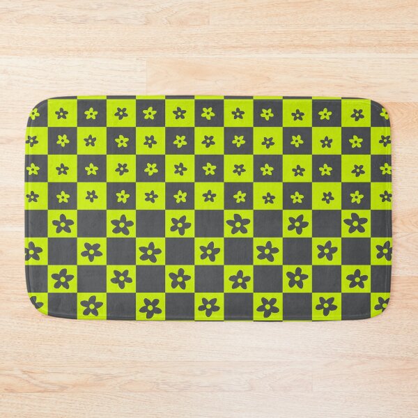 Item preview, Abstract Floral Checker Pattern 24 in Grey and Vibrant Green designed and sold by nineFlorals.