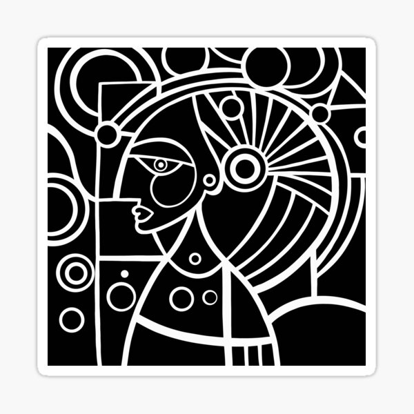 Item preview, Cubism Facial Line Drawing In Black And White designed and sold by DEC02.