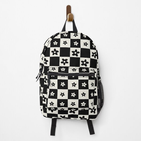 Item preview, Abstract Floral Checker Pattern 23 in Black Cream designed and sold by nineFlorals.
