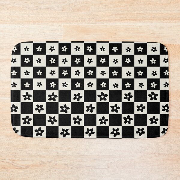 Item preview, Abstract Floral Checker Pattern 23 in Black Cream designed and sold by nineFlorals.