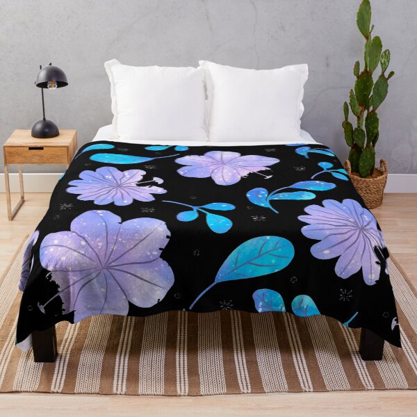 Item preview, Mystical Purple Blooms and Blue Leaves on Black – Seamless Floral Pattern designed and sold by Josinta.
