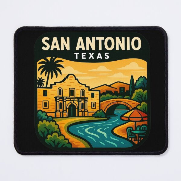 Item preview, San Antonio, Texas - The Alamo & River Walk Sunset designed and sold by Myra365Art.